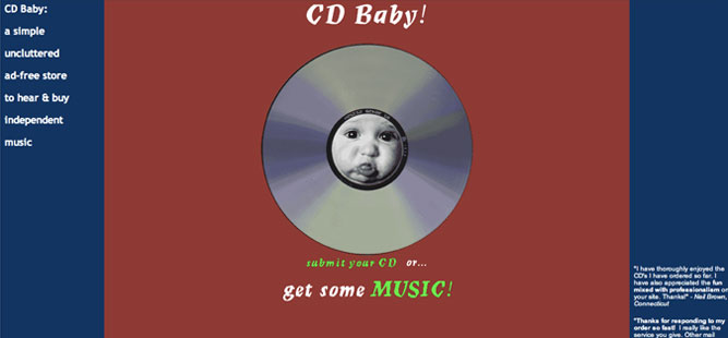 CD Baby homepage in 1998 CD Baby homepage in 1998